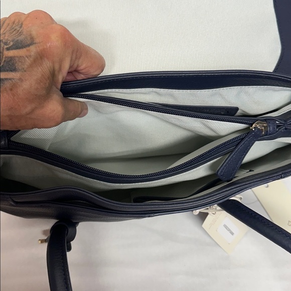 RADLEY LONDON In Bloom Midnight Blue Italian Leather Tote with Dustbag - Picture 12 of 16